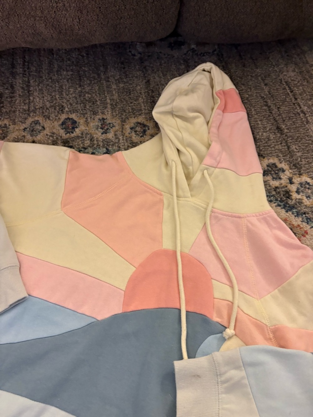 Pastel Sunrise Colorblock Hoodie - Women's Pullover Sweatshirt - Picture 2 of 4
